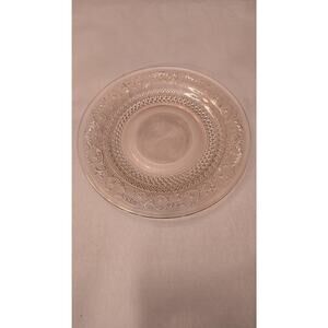 Vintage Pink Depression Glass Dinner Serving Plate Floral Round Pattern Etched